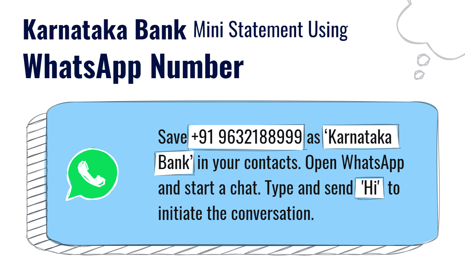 Karnataka Bank Mini Statement Using WhatsApp Number